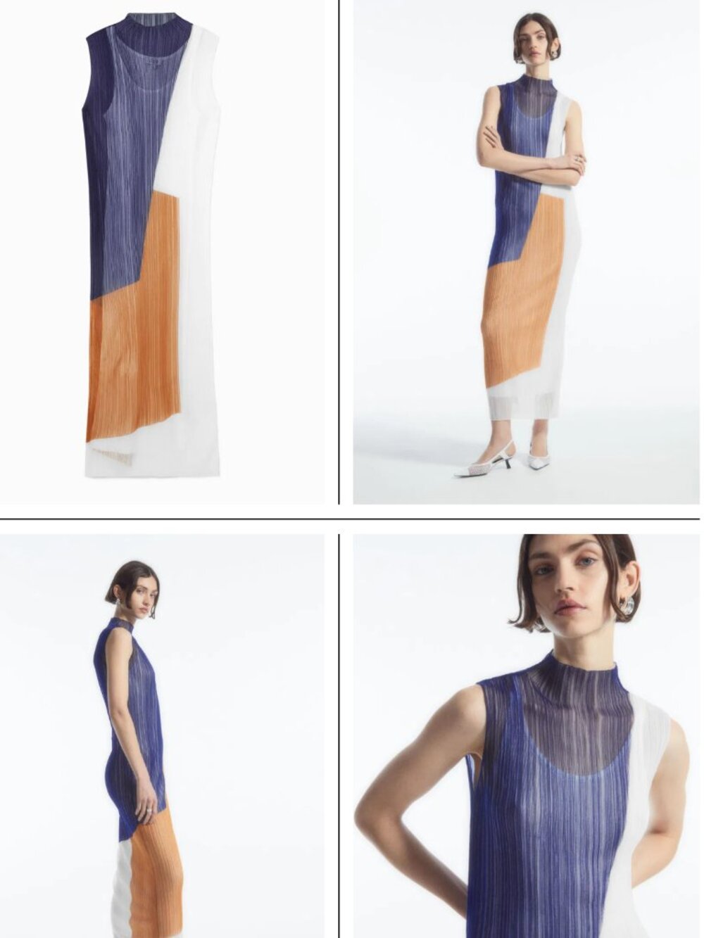 NWT COS Sheer Plissé Midi Dress Size XS